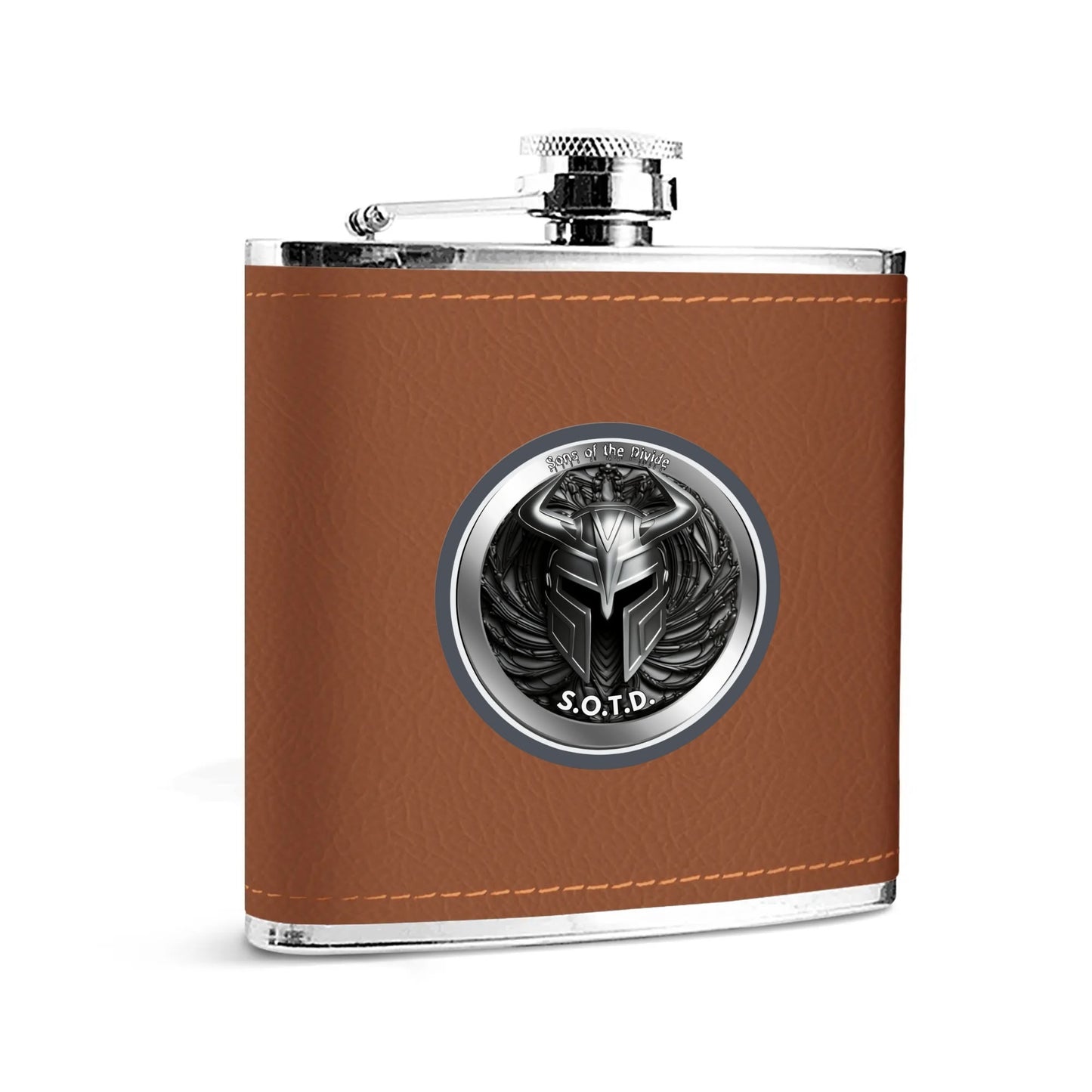 Sons of the Divide- Custom Leather Wrapped Stainless Steel 6oz Flask