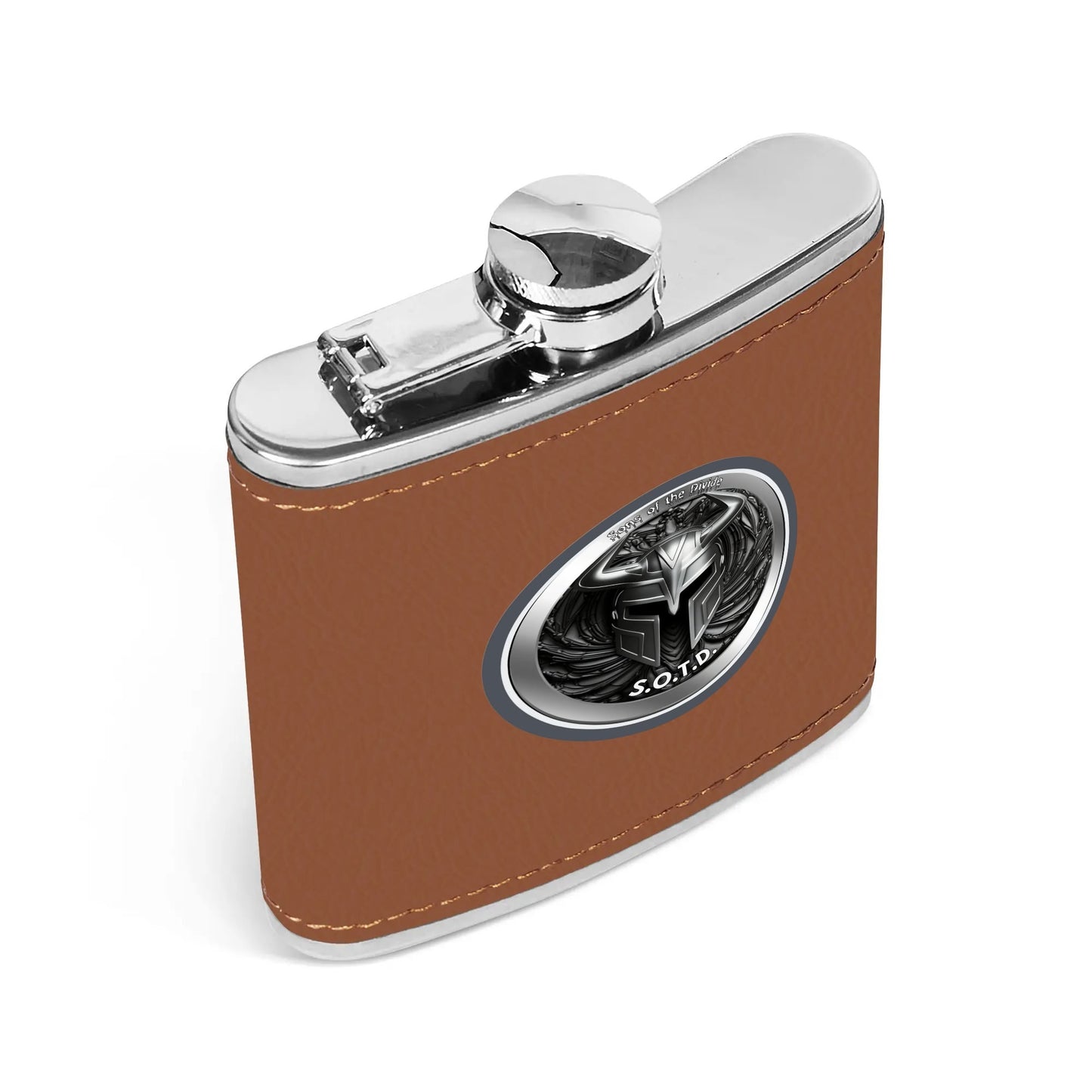 Sons of the Divide- Custom Leather Wrapped Stainless Steel 6oz Flask