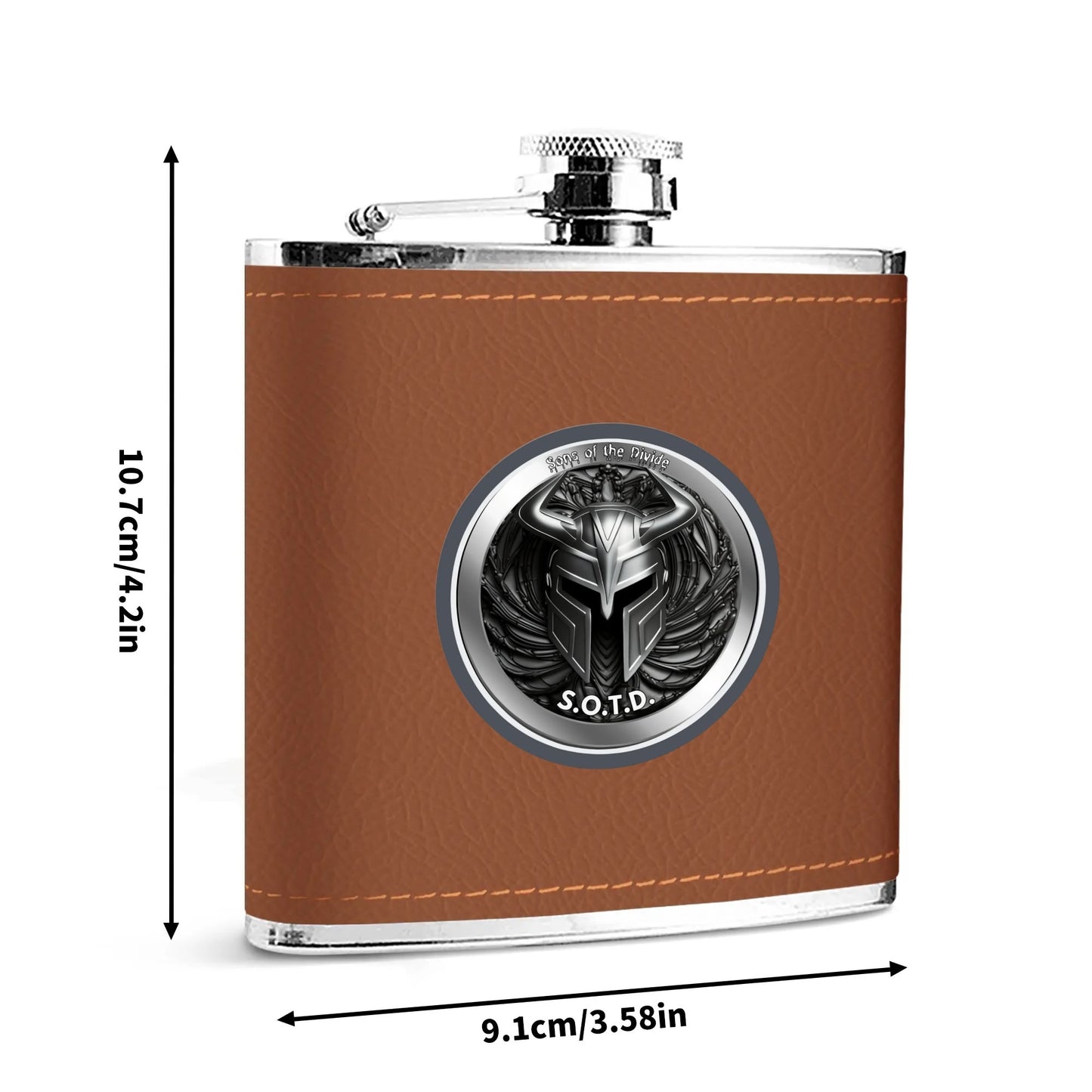 Sons of the Divide- Custom Leather Wrapped Stainless Steel 6oz Flask